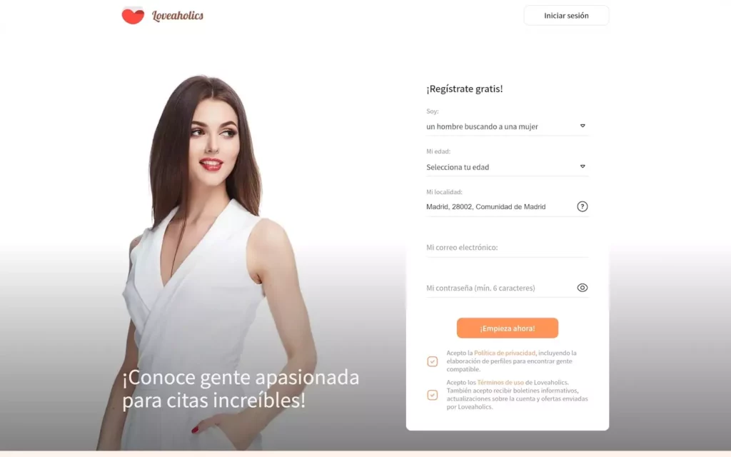 Reseña Loveaholics.com página de inicio
