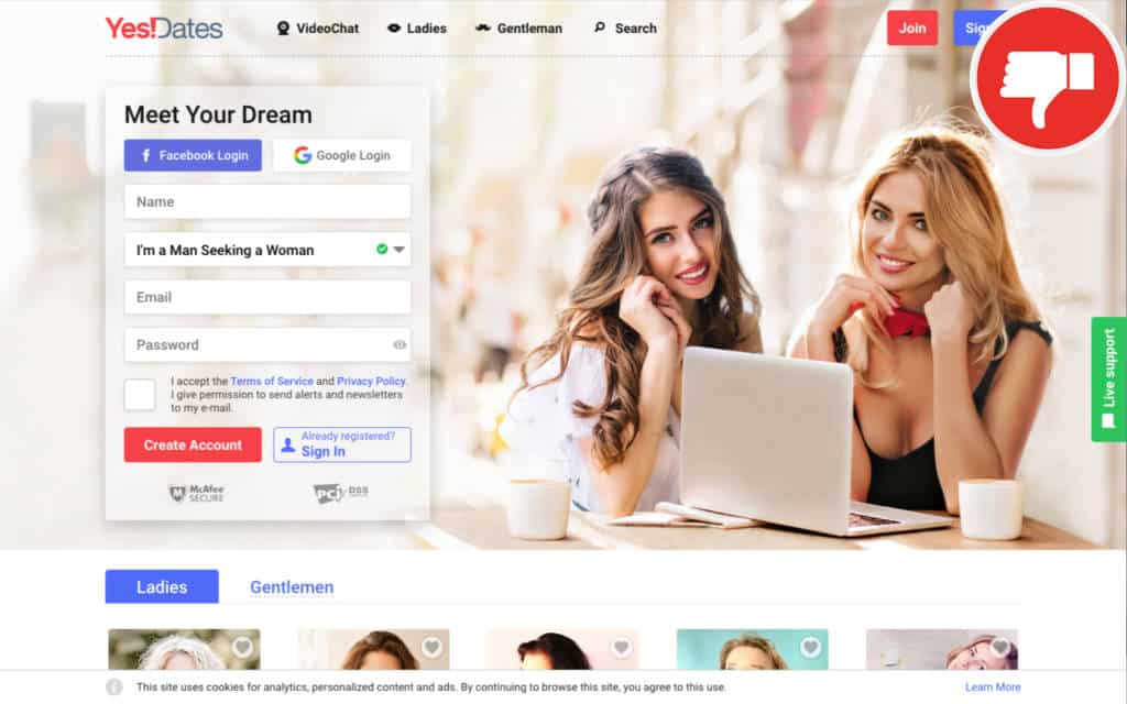 Reseña YesDates.com Estafa