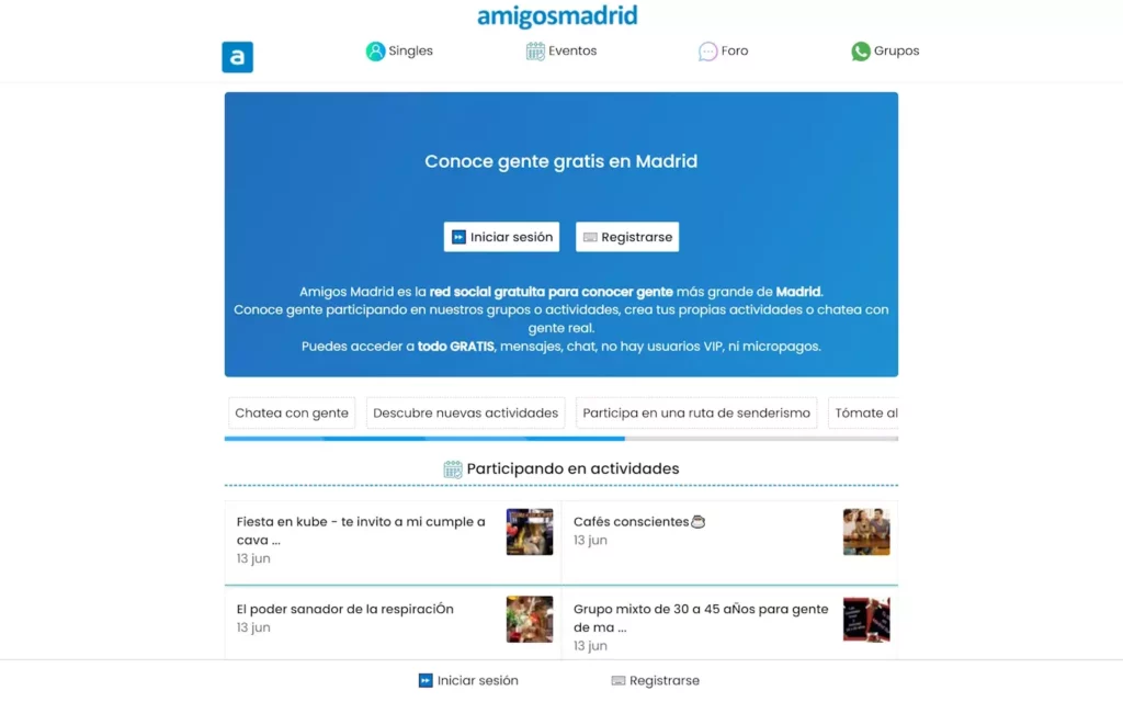 AmigosMadrid.es landing