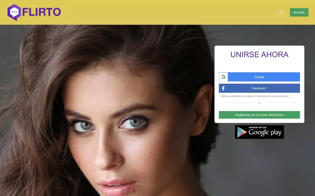 Reseña Flirto.com página de inicio