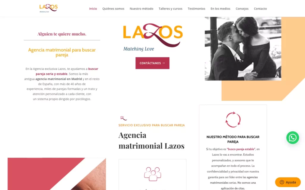 Reseña Lazos.es página de inicio