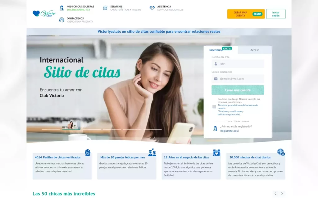 VictoriyaClub.com página de inicio