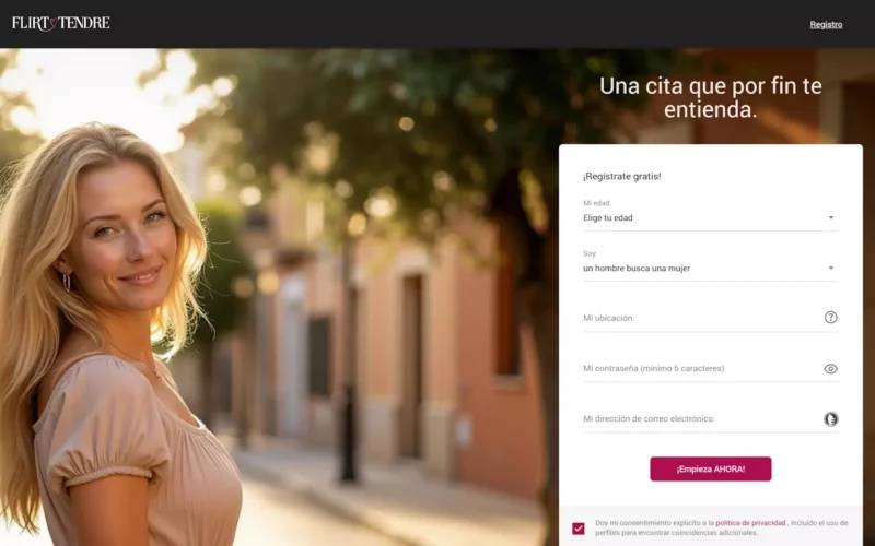 Flirttendre.com landing page ES